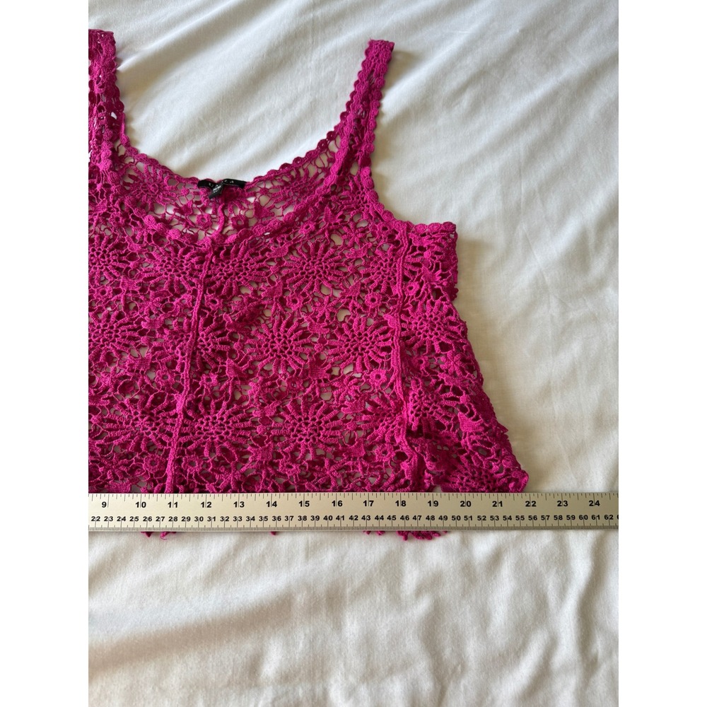 UK2LA Pink Crochet Cotton Tank Top Medium Boho Festival Summer Bohemian Hippie - Picture 7 of 8